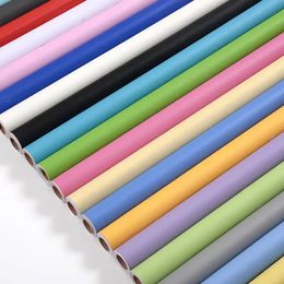 60CM Pure Color Matte Wallpaper SelfAdhesive Bedroom Waterproof Moistureproof Sticker Furniture Desktop Cabinet Renovation Film 240122