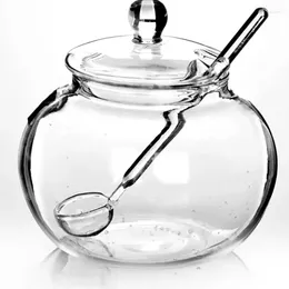 Dinnerware Transparent 250ml Glass Jar Candy Spice Household Chicken Cooking Sugar Bowl Home Storage Organization Pot Vases Dropship