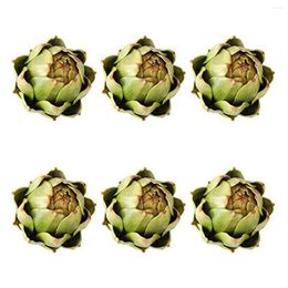 Decorative Flowers 6Pack Artificial Artichoke Vegetables And Fruits For Home Wedding Party Table Decoration (Green)