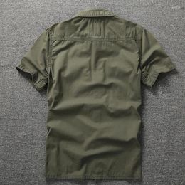 Men's Casual Shirts Cotton Summer Military Shirt Men Outdoor Short Sleeve Turn Down Collar S Single Breasted Army Male