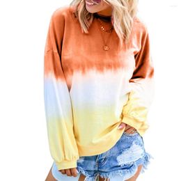 Women's Hoodies Autumn Winter Colorblock For Women Fashion Home Office Gift Loose Soft Crewneck Sweatshirt Long Sleeve Comfortable Tie Dye