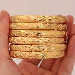 8MM 6PcsLot Dubai Gold Bangles for Women Men 24k Colour Ethiopian Bracelets African Jewellery Saudi Arabic Wedding Bride Gift 240125