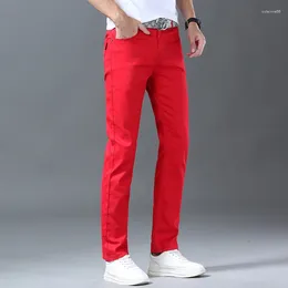 Men's Jeans Arrival Pants Red Colour Casual Male Denim Elastic Straight Slim Brand Fashion Trousers For