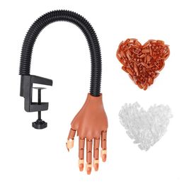 Practice Hand for Acrylic Nails Flexible Nail Practice Hands Training Movable Nail Maniquin Hand with 100 or 200PCS Nail Tips 240123