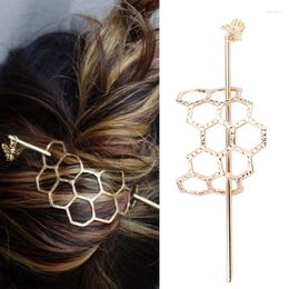 Hair Clips Accessory Bee And Honeycomb Fork Hairpins Knotwork Hairpin For Women Girl Honeybee Jewelry Metal