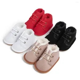 First Walkers Winter Baby Boy Girl Shoes Snow Booties Fluff Warm Cotton Anti-slip Rubber Sole Born Toddler