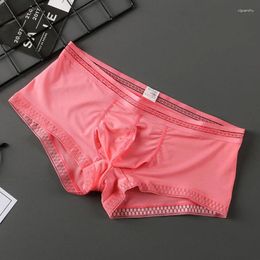 Underpants 2024 Ot Sellin Ice Silk Men Underwear Seamless Transparent Boxer Sorts Ultra-tin Breatable Comfortable Panties