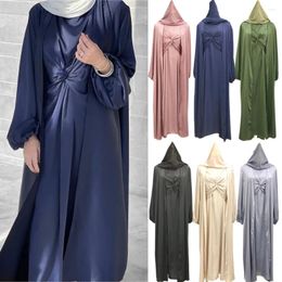 Ethnic Clothing Fashion Abaya Dubai Islamic Women's Cardigan Robe Middle East Solid Colour Arabic Abayas For Women Summer Dress