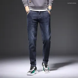 Men's Jeans Black Trendy Brand 2024 Spring Harem Elastic Slim Denim Trousers Korean Style Fashion Pants For Men