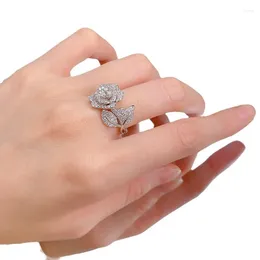 Cluster Rings SpringLady Luxury 925 Sterling Silver Flower Lab Sapphire Gemstone Romantic Ring For Women Wedding Engagement Jewelry Gifts