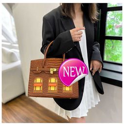 AABirdking Designer Totes Bag Summer Genuine House Crocodile Leather Combination Cowhide Handbag Women's Bag Hand BLDA