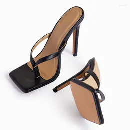 Sandals Designer Woman Summer 2024 Trend High Heels Mules Square Toe Ladies Slippers Causal Dress Slides Women's Shoes