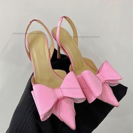 Mach silk Bow slingback pumps heels pointed toe Stiletto Heel crystal embellishment Slip-On Evening shoes Women's luxury designer factory footwear with box