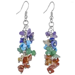 Dangle Earrings TUMBEELLUWA 7 Chakra Crystal For Women Healing Tumbled Stones Sliver Plated Drop Hook Charms Jewellery