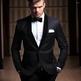 Men's Suits Black Formal Men For Wedding Groom Tuxedo 2024 Shawl Lapel Single Button Blazer Business Slim Fit 2 Pcs (Jacket Pants)