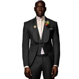 Men's Suits Fashion Men Three Pieces Wedding Groom Party Male Prom Long Jacket Shawl Collar Set (Blazer Pants Vest)