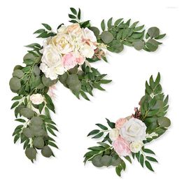 Decorative Flowers Artificial Wedding Arch Flower Roes&Peony Arrangements For Ceremony Sign Floral Decoration -Pack Of 2