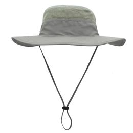 Connectyle Mens Women Summer Sun Hat UPF 50 Wide Brim Breathable Bucket Hat Solid Adjustable Windproof Fishing Hats 240127