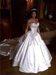 Ivory Bling Pnina Tornai Wedding Dresses 2024 Sweetheart Ball Gowns Sparkly Crystal Backless Cathedral Long Train Bridal Gowns Cheap