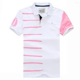 Men's Polos Top Selling POLO Mens Short Homme Printed Striped Cotton Shirt Summer 2024 Male Plus Size M To 3XL Men