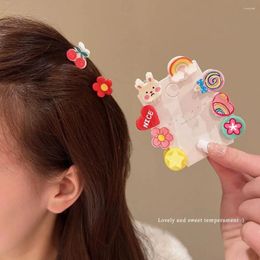 Hair Accessories 2pcs/set Cute Flower Clips Cartoon Mini Bear Dog Animal Hairpins Girl Sweet Bangs Barrette Ponytail Holder Headwear