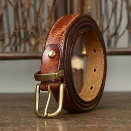 2.3cm Women's Belt Genuine Leather Belts For Women Female Copper Pin Buckle Strap Fancy Vintage for Jeans Drop 240122