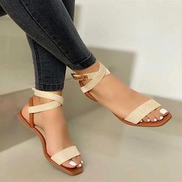 Sandals Women's Soft Soled Summer Flat Roman With Non-slip Rubber Sole Fashion Shoes Plus Size 43