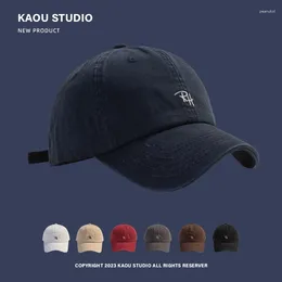 Ball Caps Embroidered Hat Women's Face-Looking Little Korean Style Versatile Soft Peaked Cap Retro Navy Blue Trendy Men's Baseball