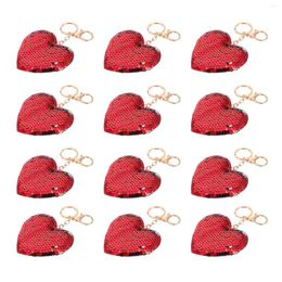 Keychains 24 Pcs Sequin Keychain Cute Holder Heart Rings Sendacake Valentines Alloy Hanging Decors Shaped