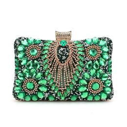 Green Tassel Women Evening Bags Diamonds Small Day Clutch Luxury 2023 Chain Shoulder Handbags For Party Holder Purse 240129