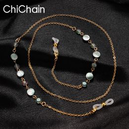 Fashion Shell Crystal Glasses Chain Sunglasses Chain Sunglasses Masked Glasses Gold Chain Lanyard 240127