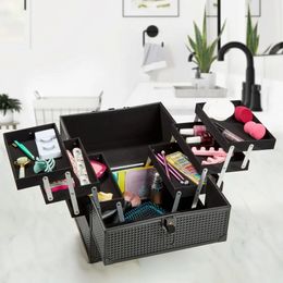 Makeup Train Case Cosmetics Organiser Matte Black 240127