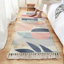 Carpets Cotton Linen Rectangle Hand Woven Carpet Tufted Tassels Floor Mat Bedroom Living Room Blanket Area Rug Tapete Para Sala