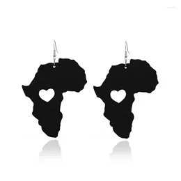 Dangle Earrings SANSHOOR Fashion Africa Map Wooden Ethnic Black Colour Wood Ear Jewellery Afro Female Party Accessory