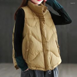 Women's Vests Duck Down Vest Jacket Women Winter Autumn Black Stand Collar Sleeveless Puffer Parkas Gilet Waistcoat