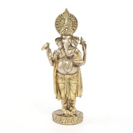 Threedimensional Paste Gold Leaf Buddha Statue Ganesha Standing Elephant Ornament Crafts Desk Decoration 240123