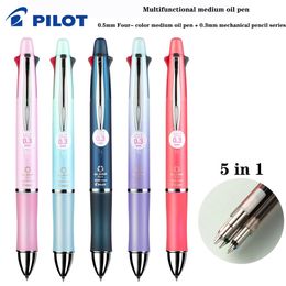 Japan PILOT Five-in-one Multi-function Pen Four-color 0.5mm Ballpoint Pen Medium Oily Smooth 0.3mm Automatic Pencil Stationery 240129