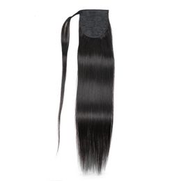 Gemlong 12-28 Straight Ponytail Machine Made Magic Wrap Around Clip In Ponytail Remy Brazilian Human Hair Extension 240122