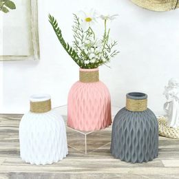 Vases Modern Flower Basket Decorations Living Style Nordic Pink S Arrangement Black Pot Room Plastic Home White Vase