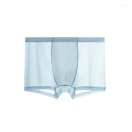 Underpants 2024 Light And Thin Mesh Men's Ice Silk Underwear Summer Traceless Antibacterial Breathable Flat Corner Pants