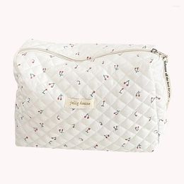 Cosmetic Bags Women Makeup Handbags Zipper Korean Quilted Travel Organizer Portable Make Up Pouch Floral Print Large Capacity For Ladies