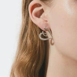 Stud Earrings Real 925 Sterling Silver Line Spiral Heart For Women Fine Jewellery Minimalist Accessories Anti Allergy