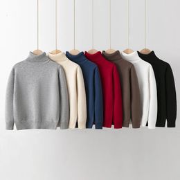 Kids Baby Boys Girls Long Sleeve Turtleneck Pullover Sweaters Autumn Casual Boy Girl Pure Colour Knit Children's 240124