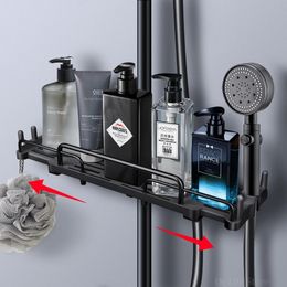 Extendable Shower Shelf Bathroom Shelf Without Drilling Shampoo Tray Shower Storage Holder Bathroom Accessories 240202