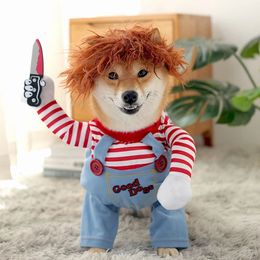 Pet Dog Halloween Clothes Dogs Holding a Knife Halloween Christmas Cosplay Costumes Funny Pet Cat Party Novelty Apparel Clothing 240130