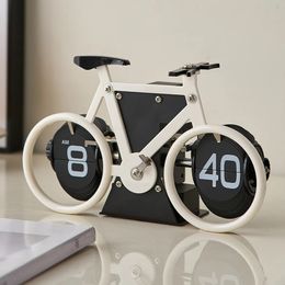 Modern Artificial Flip Down Page Desk Clock Retro Bicycle Table Stainless Steel Mechanical Automatic Home Decor 240129