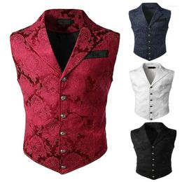 Men's Vests Solid Color Sleeveless Vest Jacket Retro Slim Fit Business With Turn-down Collar Single-breasted Buttons For Wedding