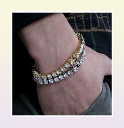 hip hop 7inches 8 inches 5mm tennis bracelets for men luxury cuban chain diamonds bracelet 18k gold plated copper zircon gold silv8256098