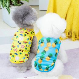 Dog Apparel Summer Beach Pet T-Shirt Vest Round Neck Breathable Pineapple Print Puppy Shirts Chihuahua Clothing
