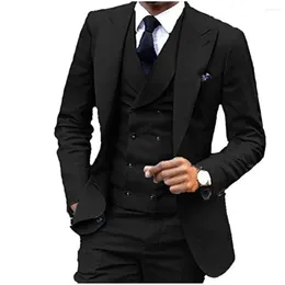 Men's Suits Business Men Wedding 3 Pieces Slim Fit Peaked Lapel One Button Tuxedo Groom Costume Homme Terno Masculino Blazer